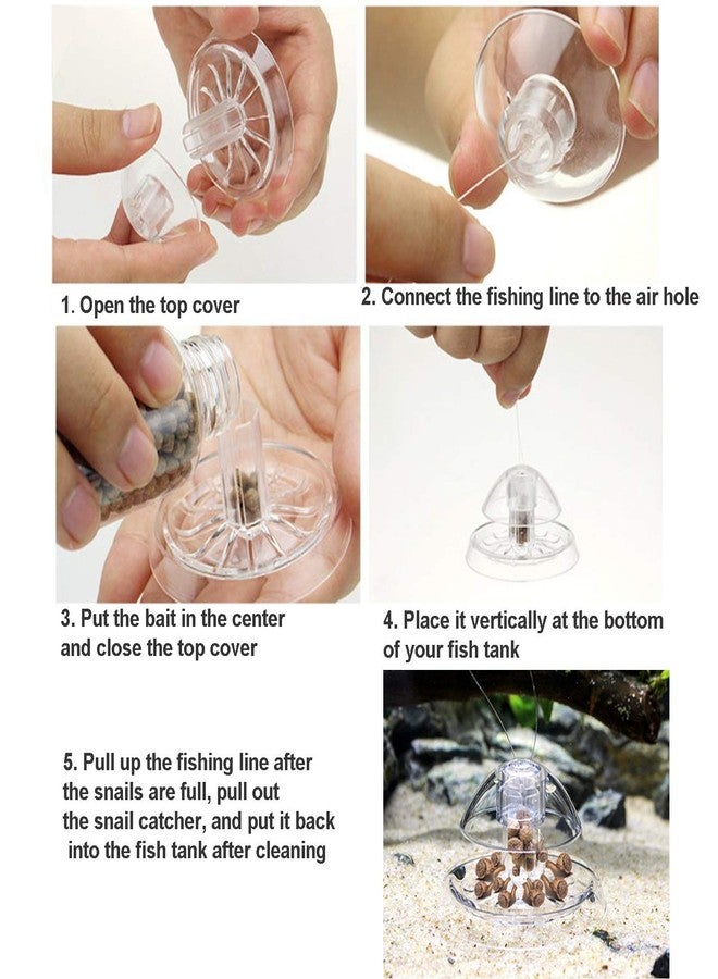 Besimple 3Pcs Transparent Snail Trap, Plastic Aquarium Snail Catcher with Fishing Line for Aquarium Fish Tank - Image 5